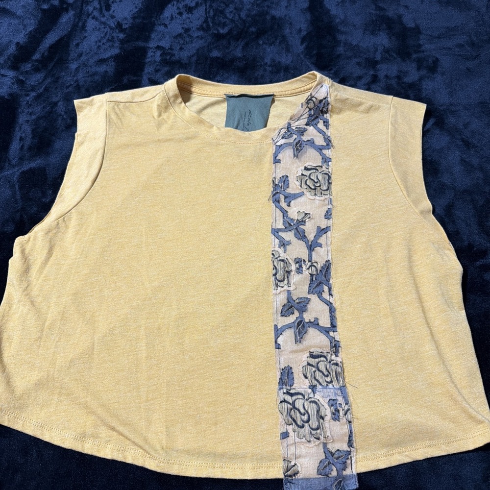 Nicole Paloma Women's Yellow Cotton Top Blouse Designer City Chic Large